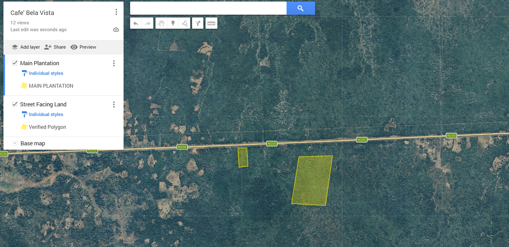Map view of the Bela Vista coffee area